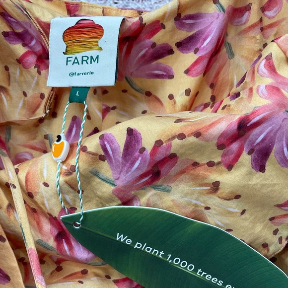 Farm Rio Banana Sunshine Bow Top Jumpsuit Strappy Yellow Boho Print Womens Large - Picture 5 of 16